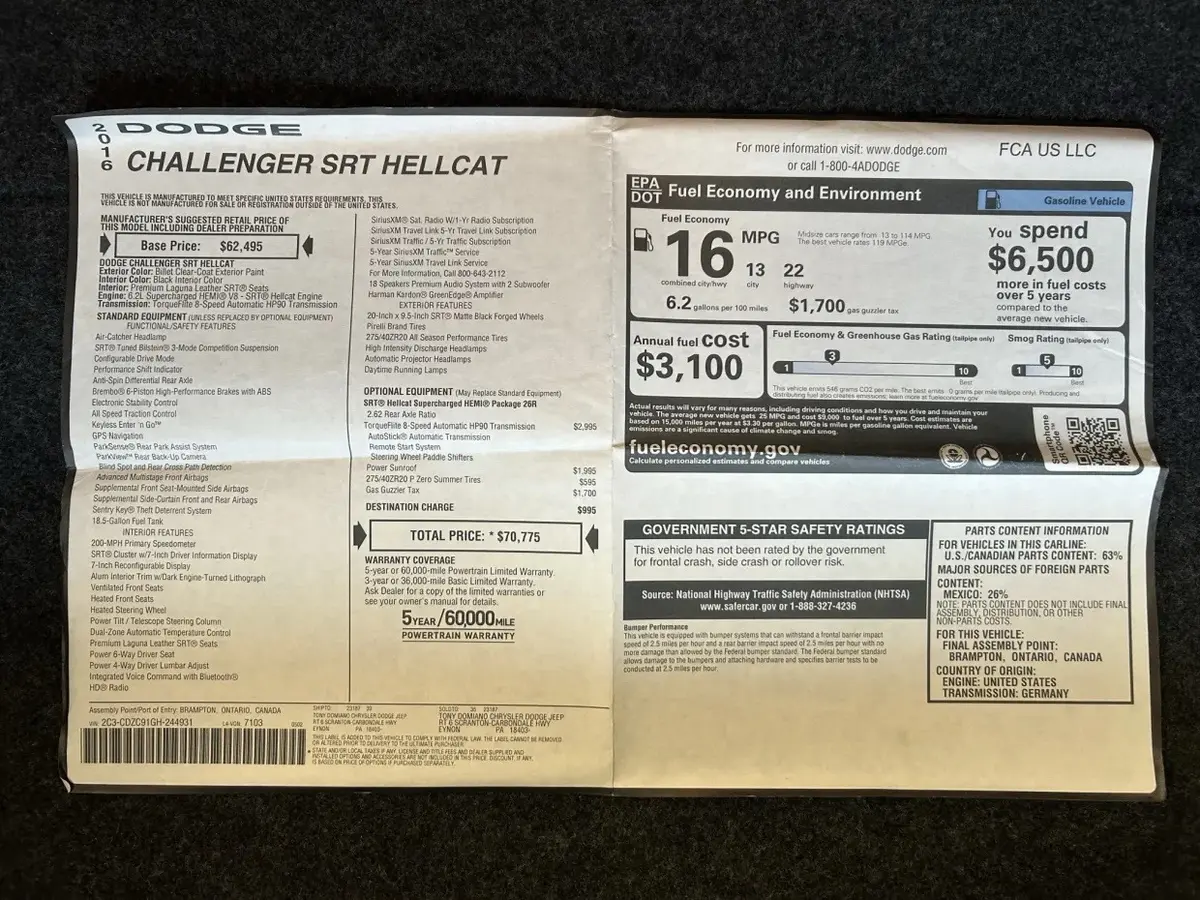 2016 Dodge Challenger SRT Hellcat — photo 8