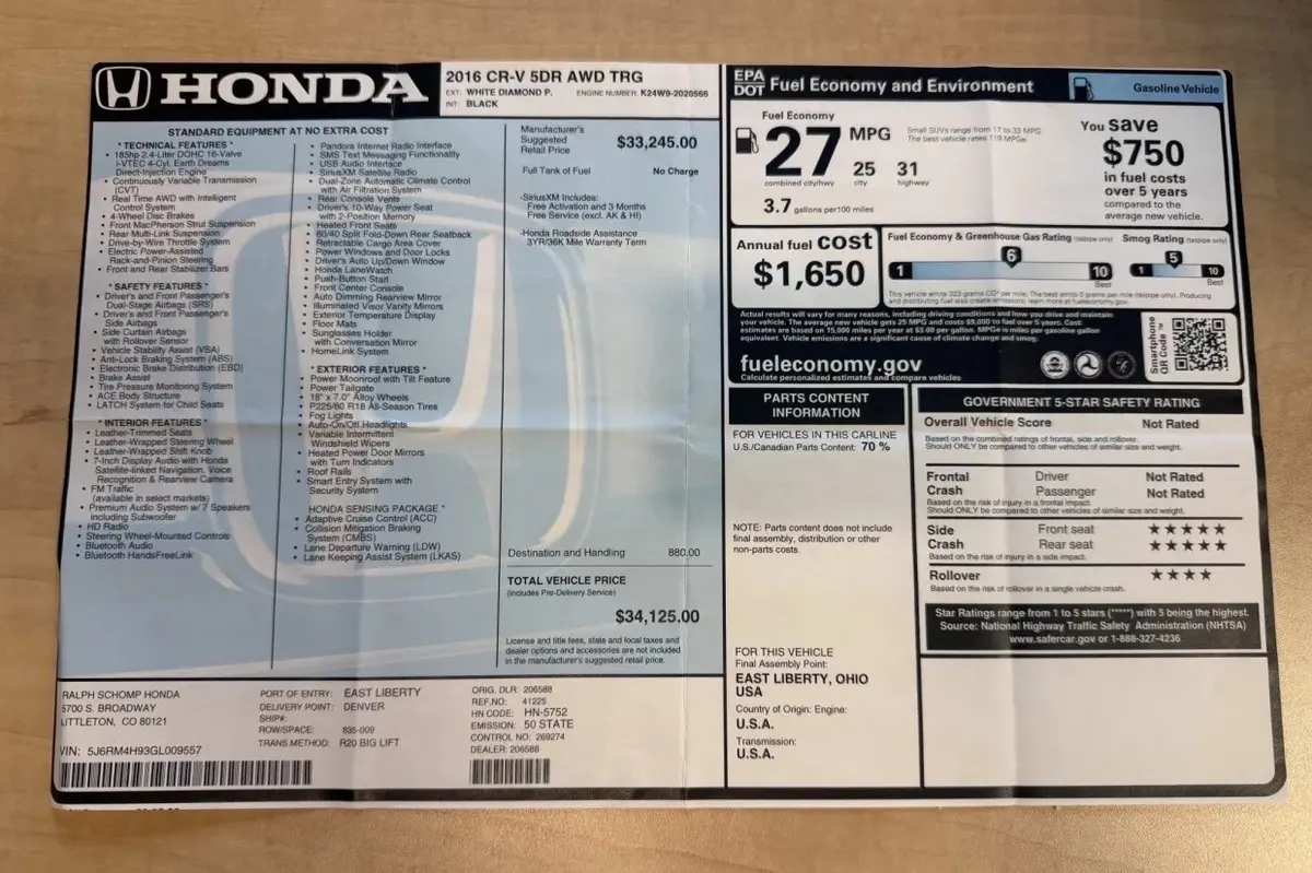 2016 Honda CR-V Touring — 8k Miles — photo 8