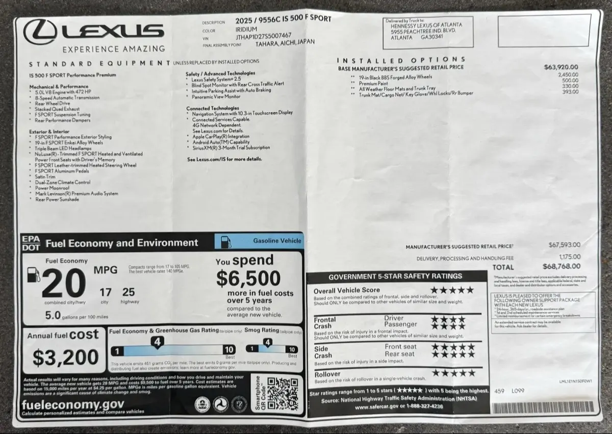 2025 Lexus IS 500 F Sport Performance — photo 8