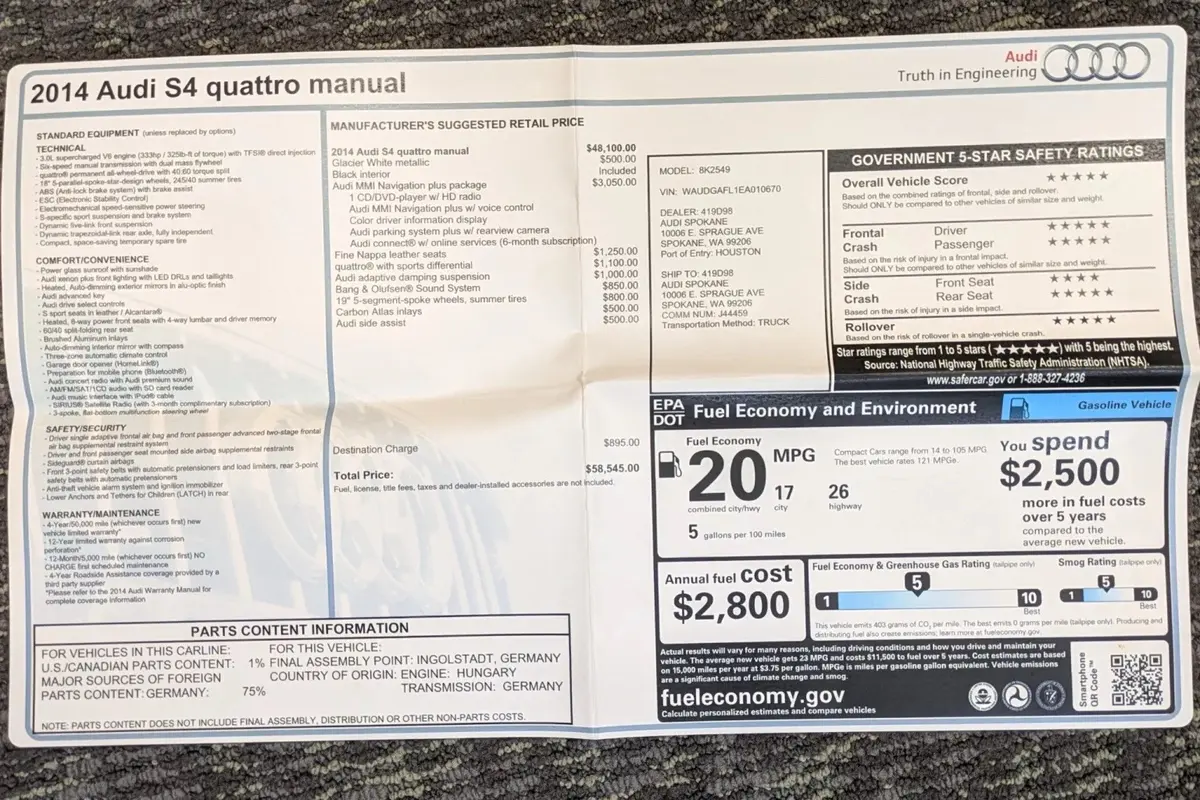 2014 Audi S4 6-Speed — Original Owner — photo 8