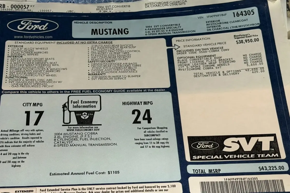 1,900 Mile 2004 Ford Mustang SVT Cobra Mystichrome Convertible — photo 8